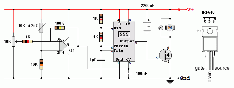 Thermistor Fan Speed Control with Pulse Width Modulation